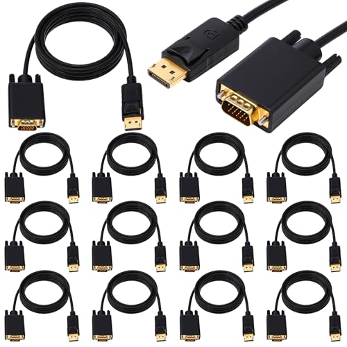 Image of 12 Pack DisplayPort to VGA Cable 3 ft, Gold Plated with Chip