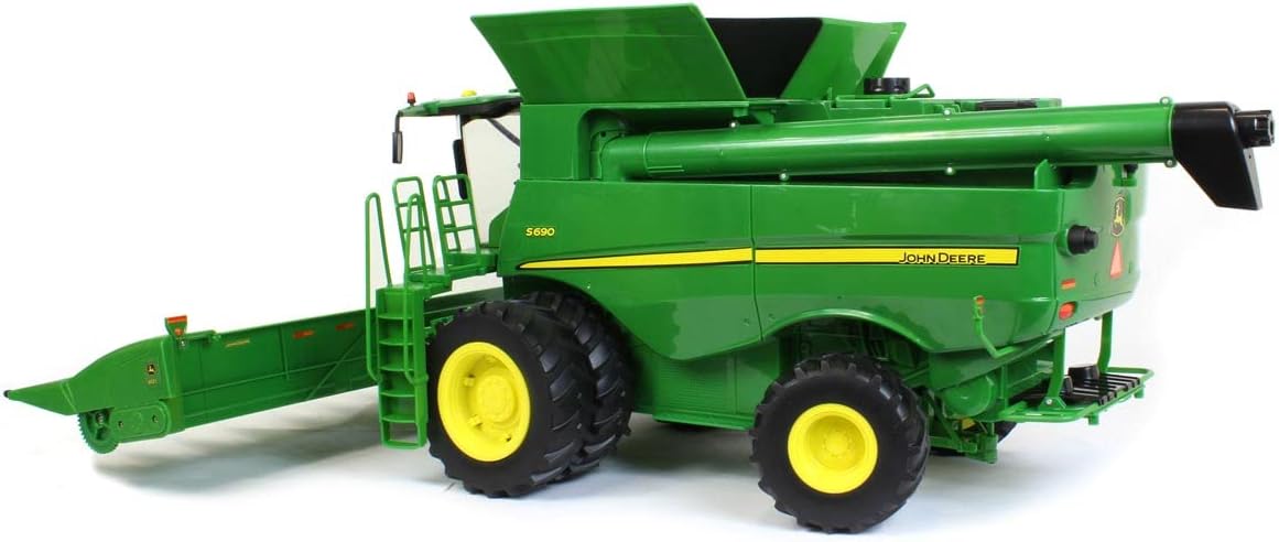 TOMY Big Farm John Deere S690 Combine - 1:16 Scale - Includes Corn and Draper Head Attachments - Farm Toys with Realistic Lights and Sounds - Ages 3 Years and Up
