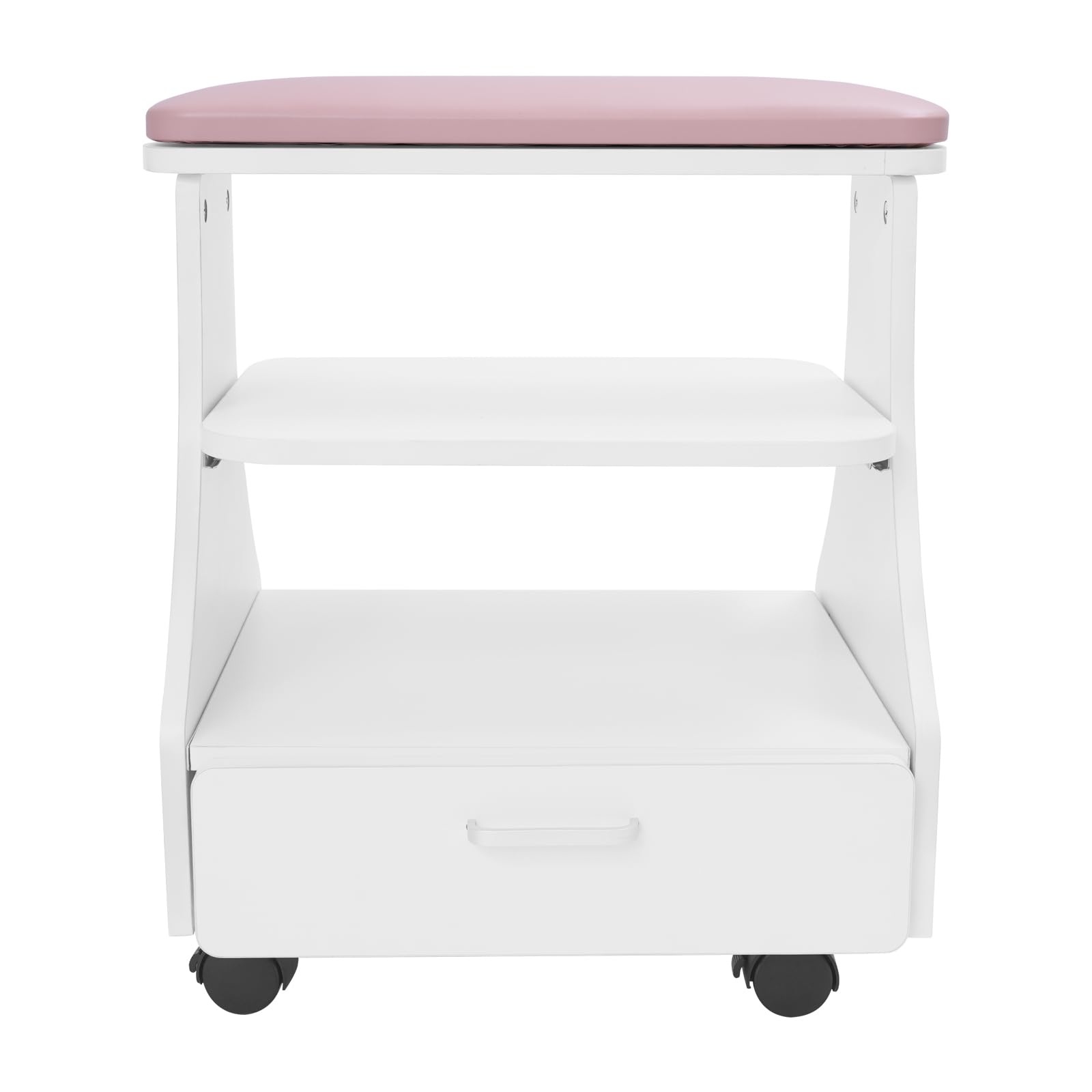 Chariot de service coiffure 3 niveaux 50 kg roulettes rose 52x41x55 cm manucure pédicure