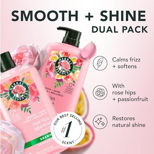 Herbal Essences Shampoo & Conditioner Set, Rose Hips + Passionfruit - Smooth Collection, Paraben-Free, Color-Safe, Shiny Hair with Jojoba & Vitamin E, 29.2 Fl Oz Each, 2-Pack - Image 3