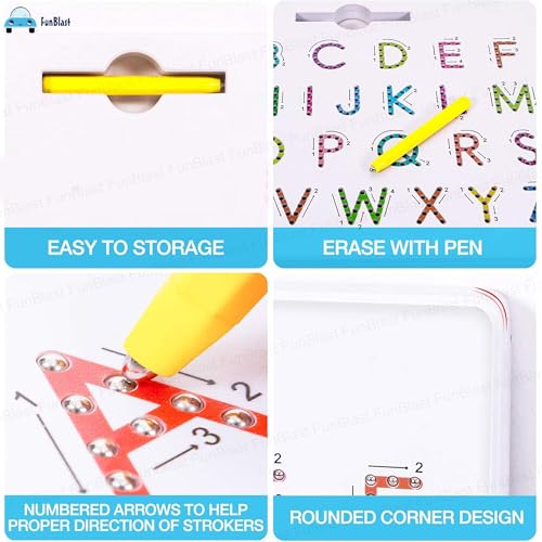 Image of FunBlast Magnetic Beads Doodle Board with Stylus for Kids - Mag Pad for Kids, Alphabet and Number Magnetic Tracing Board, Sketch Pad for Kid