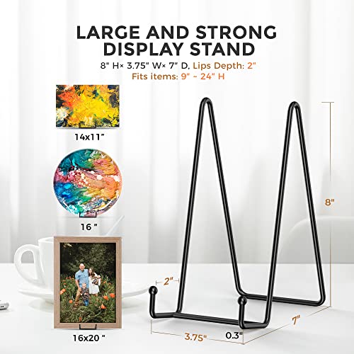 Tr-Life 3 Pack 8 Inch Large Plate Stands For Display - Plate Holder Display Stand + Metal Frame Holder Stand For Picture, Book, Decorative Plate, Platter, Photo Easel (3 Pack) #TOP1