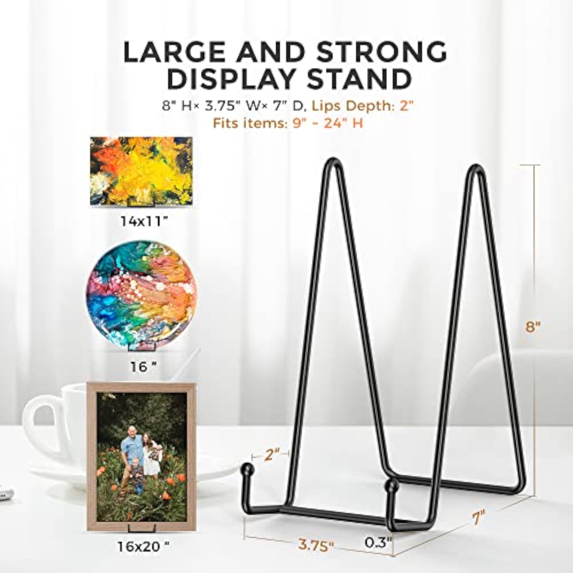 Large Plate Display Stand with Metal Frame