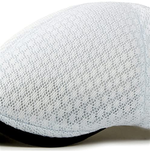 Hldeth Men Women Beret Caps Unisex Newsboy Caps Casual Summer Breathable Hats Plain Flat Caps Breathable Mesh (Color : White, Size : 56-58Cm) #TOP3