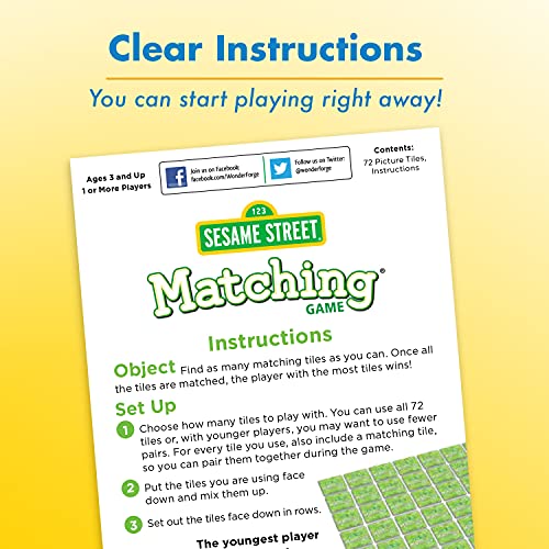 Sesame Street Matching Game By Wonder Forge | For Boys & Girls Age 3 To 5 | A Fun & Fast Memory Game For Kids | Elmo, Big Bird, Cookie Monster, Bert & Ernie, And More #TOP3