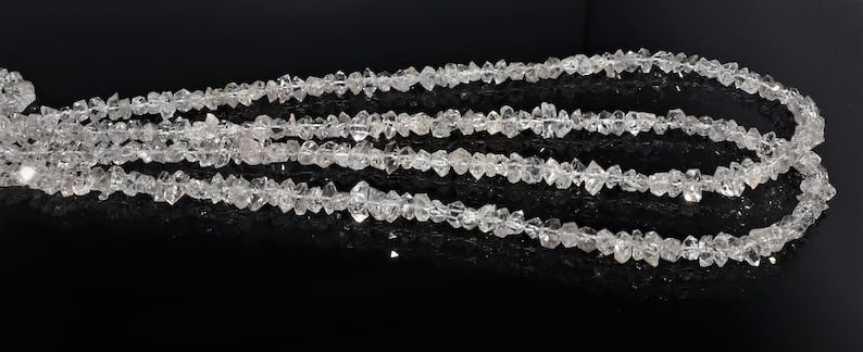 Naturalne białe samorodki Herkimer szorstkie koraliki 6-6,5 mm 40 cm długi sznurek tworzenie biżuterii, koraliki z kamieni szlachetnych do naszyjnika, bransoletki