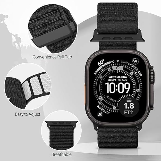 Image of Printme Nylon Sport Band Compatible with Apple Watch Band 44mm 45mm 46mm 49mm 42mm, Stretchy Trail Strap Elastic belt for iWatch Series 11 10 9 8 7 6 5 4 SE Ultra / 2 /3