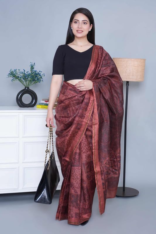 Image of Mlada V-Neck Stretchable Saree Blouse Top for Women | Slim Fit Short Sleeves Solid Cotton Blouses | Readymade Saree Blouses for Women Festive & Ethnic | Blouse Crop Top