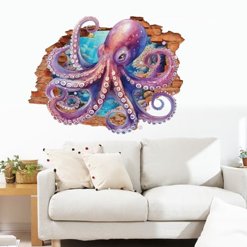 Vinilos decorativos 3D pulpo marino pack 2 hojas miniatura 2