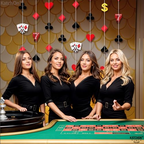 Image of KatchOn, Casino Hanging Garlands - 8 Strings, Pre Strung | Game Night Decorations, Casino Birthday Decorations | Poker Night Decorations, Vegas Party Decor, Casino Theme Party
