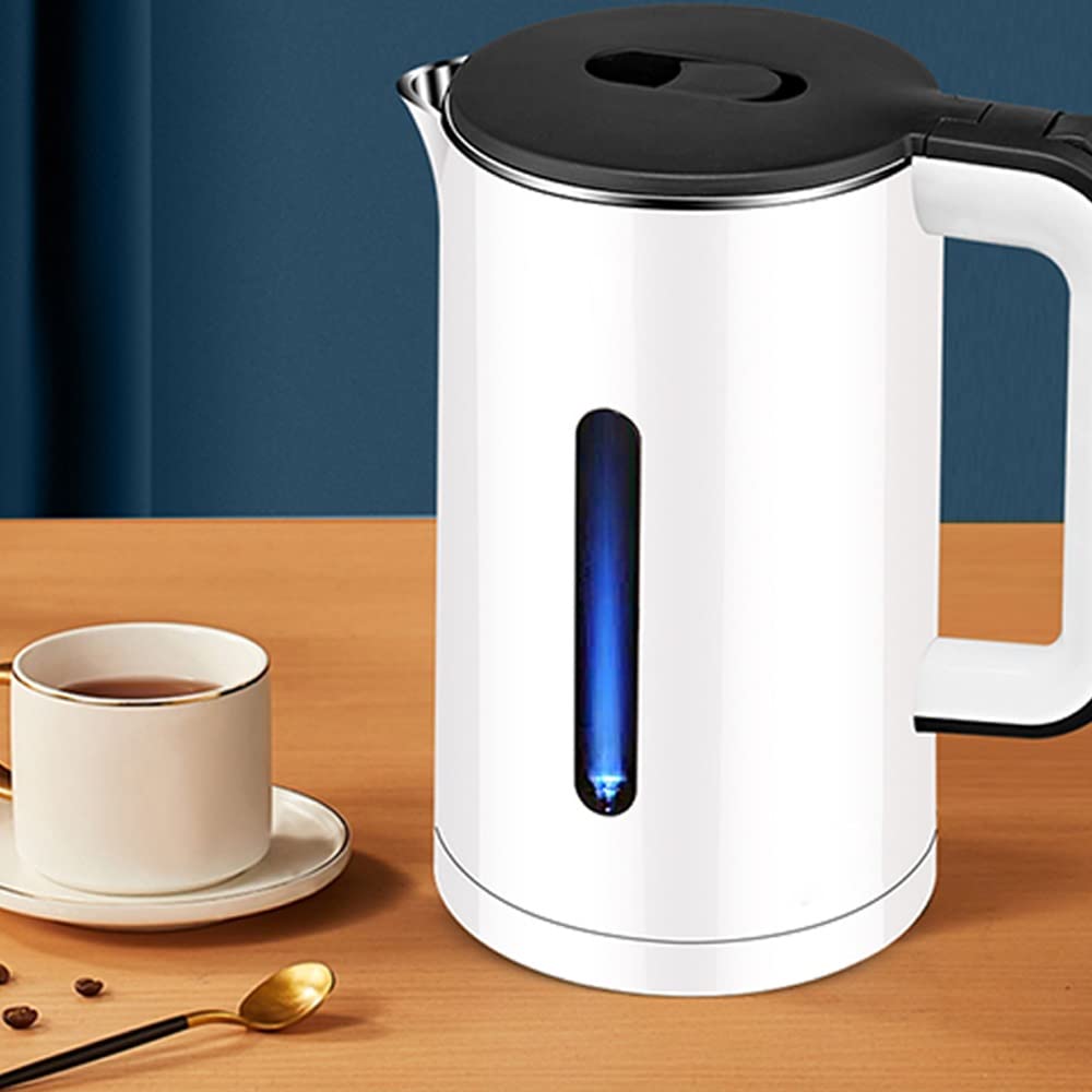 Hervidor eléctrico de acero inoxidable de doble capa anti-escaldaduras, preservación del calor, 2.3L, 1500W de ebullición rápida, luz indicadora LED, filtro de escala, agua hirviendo silenci