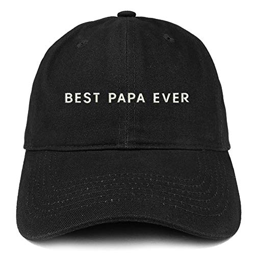 Trendy Apparel Shop Best Papa Ever One Line Embroidered Soft Crown 100% Brushed Cotton Cap - Black