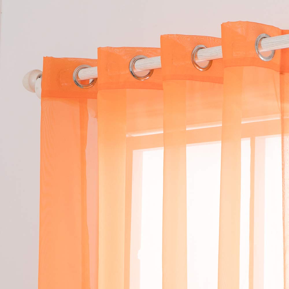MIULEE 2 Panneaux Rideaux Transparents Fenêtre 140x225cm Orange | Rideaux transparents unis pour fenêtre, tissu lisse élégant adapté au salon et chambre