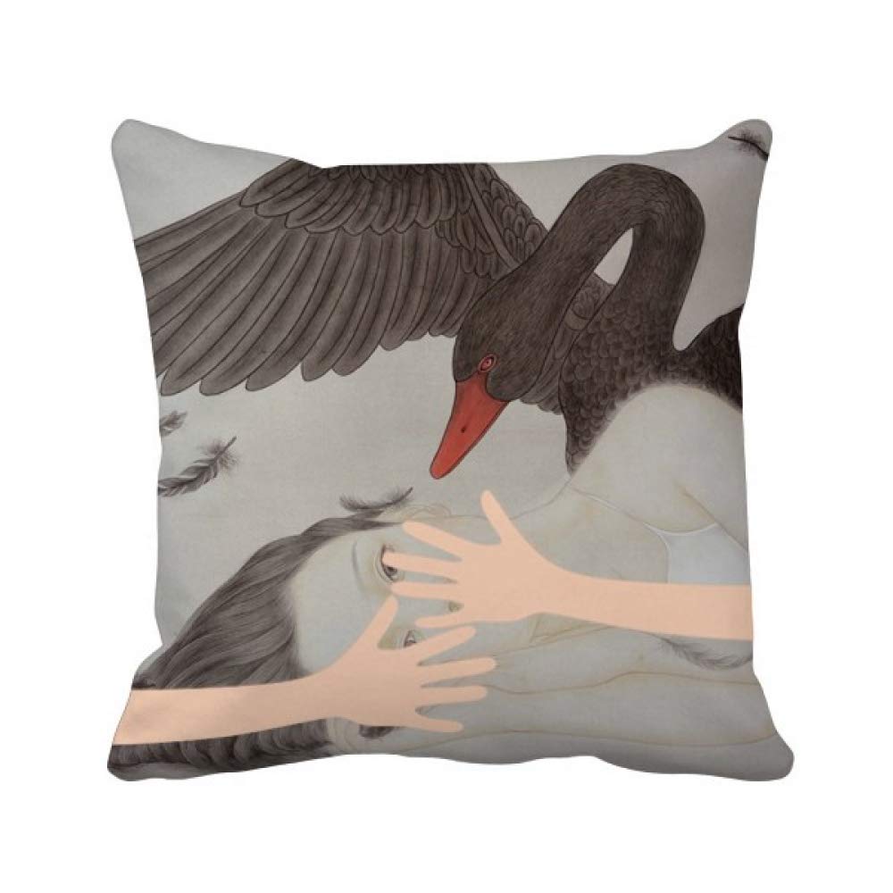 Coussin aquarelle cygne noir en impression textile haute définition
