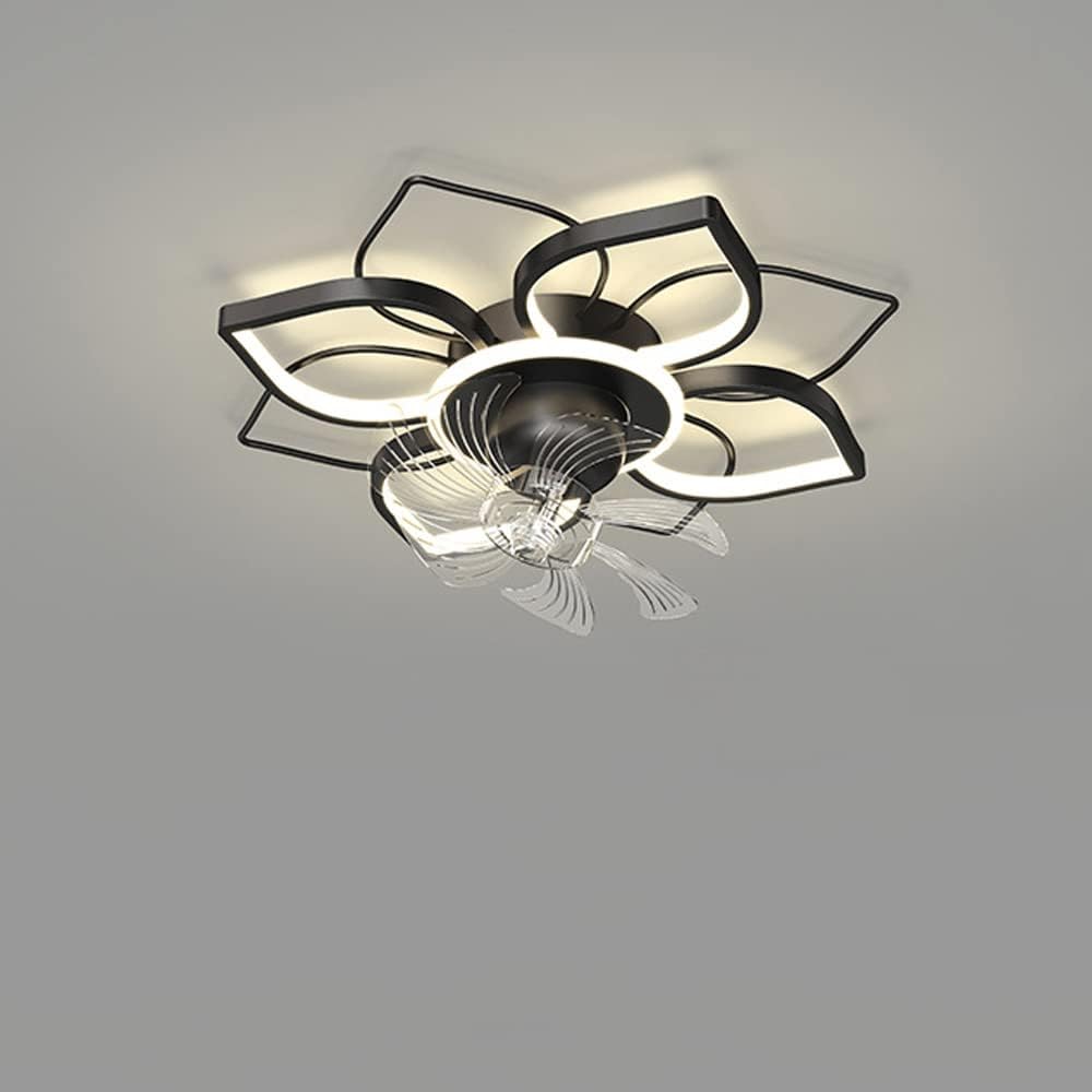 Ventilador de techo con luces, ventiladores de techo sin aspas de montaje empotrado con cabeza giratoria de 360°, luz de ventilador de techo interior de bajo perfil LED infinitamente regulable de 50 W