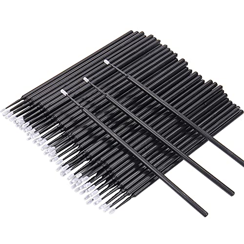 400 PCS Disposable Micro Swab Brush Individual Lash Removing Tools Durable Ultrafine Eyelash Extension Brushes for Makeup and Personal Care, Black(head diameter 1.5mm)