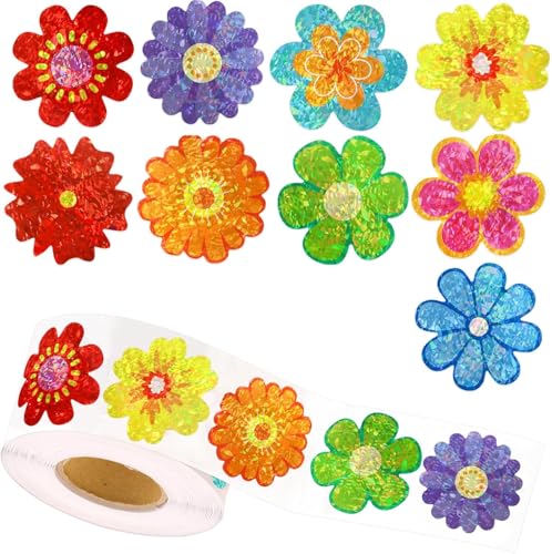 Stickers Fleurs, 500pcs Autocollant Fleurs, Rouleau Autocollants Fleur, Autocollant Fleur Scrapbooking, Autocollants Gommettes Floral, Autocollantss Enfant,...