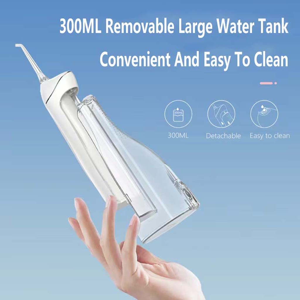 TJH Idropulsore Irrigatore Orale Dentale Cordless Professionale - IPX7 Portatile e Ricaricabile Idropulsore Impermeabile per la Pulizia dei Denti, Serbatoio da 300 ml Casa e Viaggio