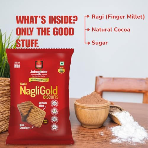 Image of JAHAGIRDAR FOODS Chocolate Flavour | 0% Maida RAGI Biscuit | Cookies Millet Biscuits - 250g (Pack of 1)