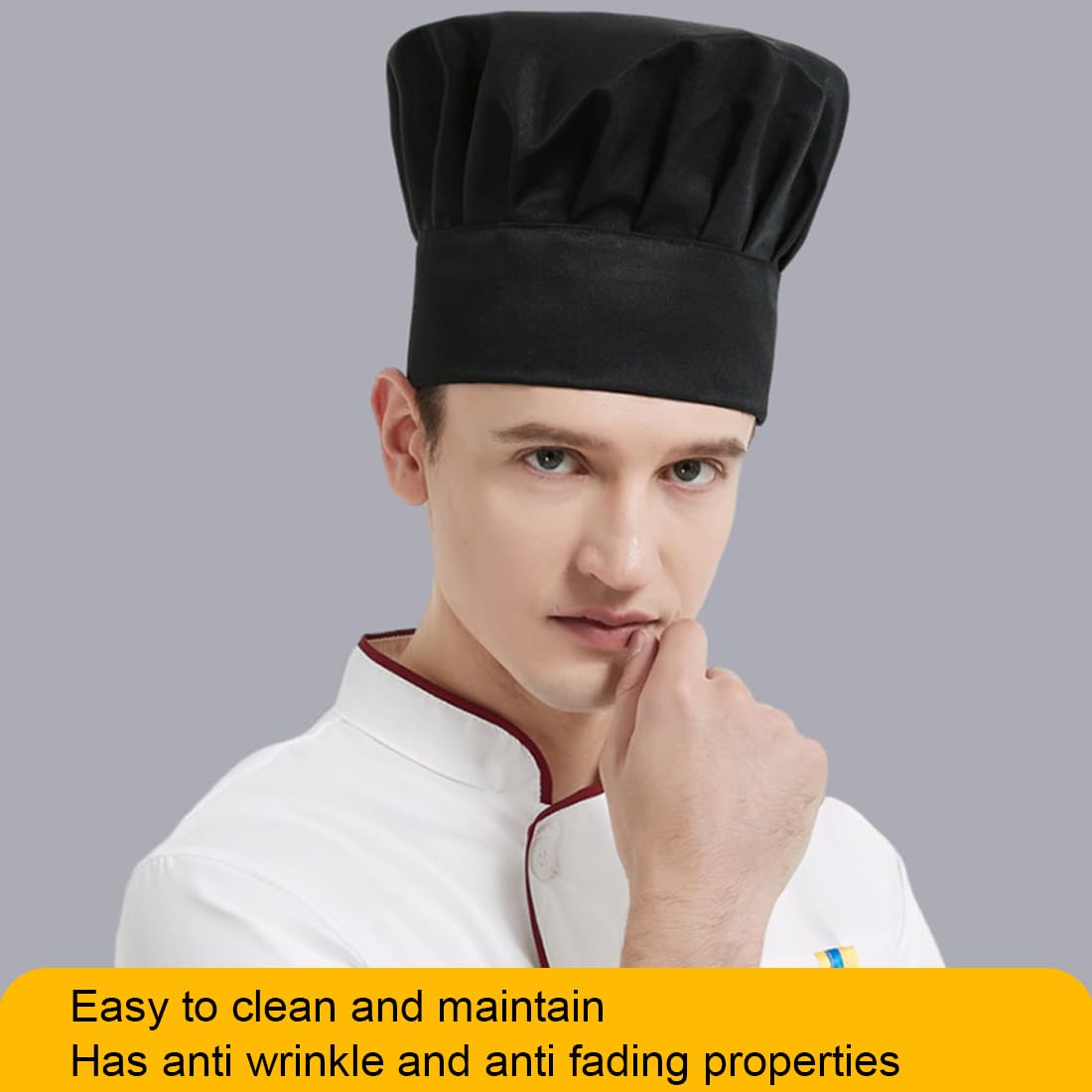 Cappello Cucina Chef Cuffia 2 Pezzi Morbidi Lavabili