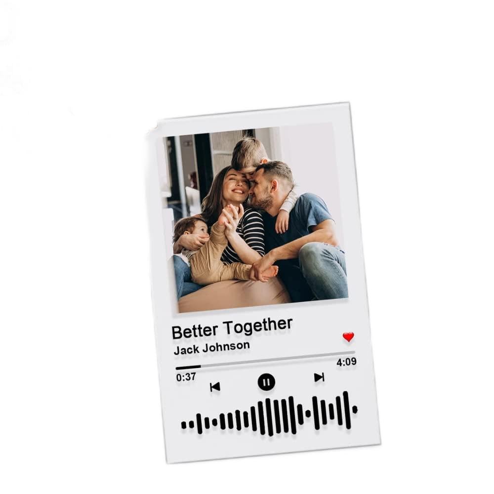 Acrylic Personalized Customized Spotify Keychain/Keyring With Photo&Scannable Link With A Musical Plaque Gift For Girls Boys Women Men Couple Girlfriend,Boyfriend,Car,Bike,Home Key,Multicolor