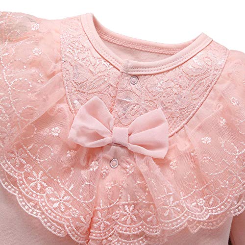 Baby Girls Cotton Romper Lace Collar Jumpsuits Long Sleeve Coveralls with Hat 2 Pieces for 0-18 Months3