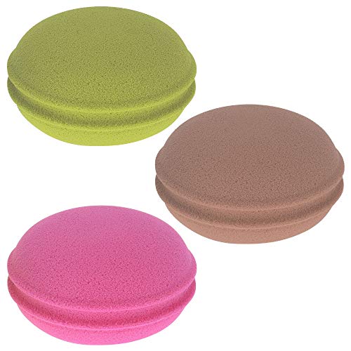 Eleganza - Esponja de Maquillaje (3 Unidades, 4,5 cm de diámetro, Blanda), Color Rosa, Verde y marrón Claro