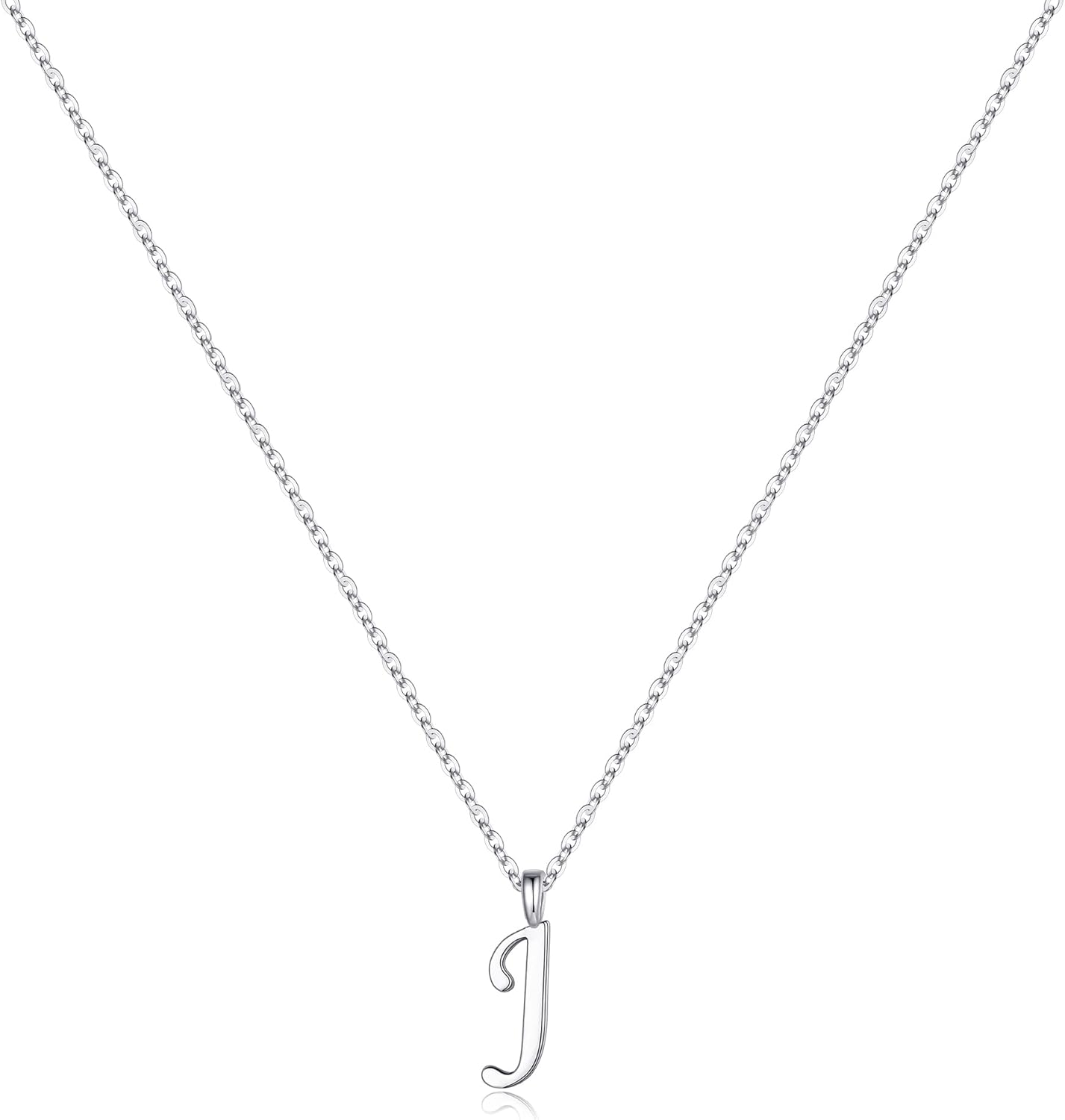Yoosteel S925 Sterling Silver Initial Necklaces for Women Teen Girls - Sterling Silver Cursive Initial Necklace Jewelry Birthday Gifts for Women Girls Kids