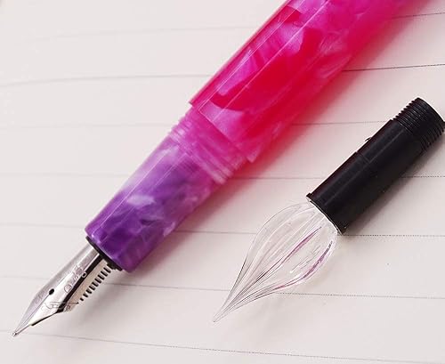 Miniatura 4 de Pluma estilográfica de punta fina y cristal de celuloide violeta degradado, mini bolígrafo de regalo de escritura de viaje para firma empresarial