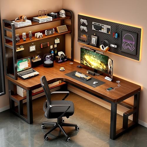 FLYXADQ L���^�f�X�N ���b�N�t�� �p�\�R���f�X�N �׋��� �Q�[�~���O�f�X�N �׋��� ��Ɗ� ��120/140/160/180cm �w�K�f�X�N ���C�ޓV�� ����2.5cm ���ȑω׏d �I�t�B�X�f�X�N ���[�I�t�� ������ PC�f�X�N PC��Ƒ� PC