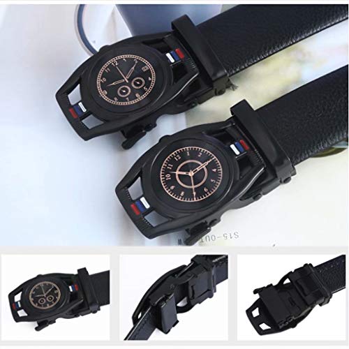 Men's Casual Leather Belt with Alloy Automatic Buckle,Mens Ratchet Belt,Clock Model Belt with Fashion Gift Set for Men4