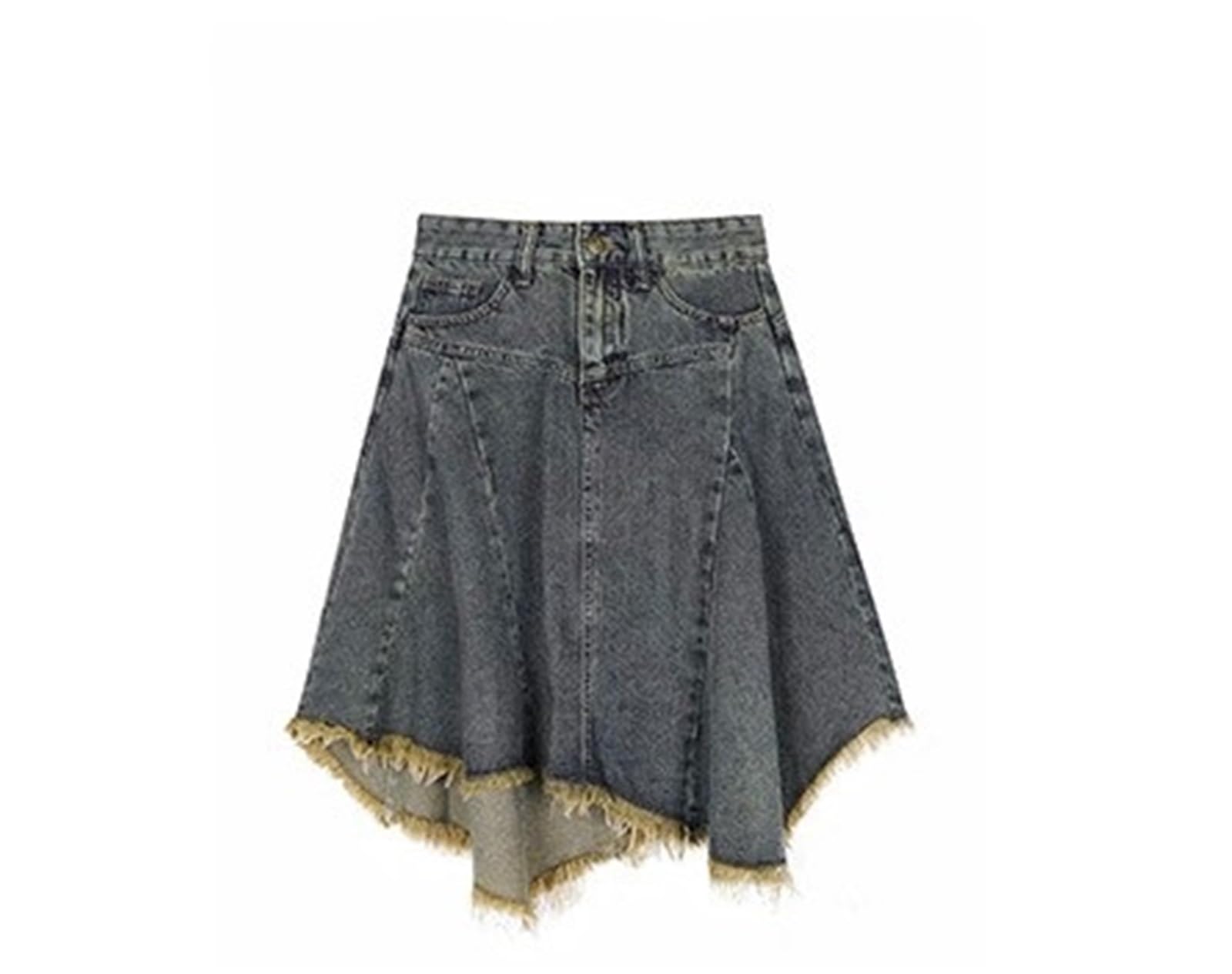 Gonna longuette da donna estiva irregolare in denim a trapezio