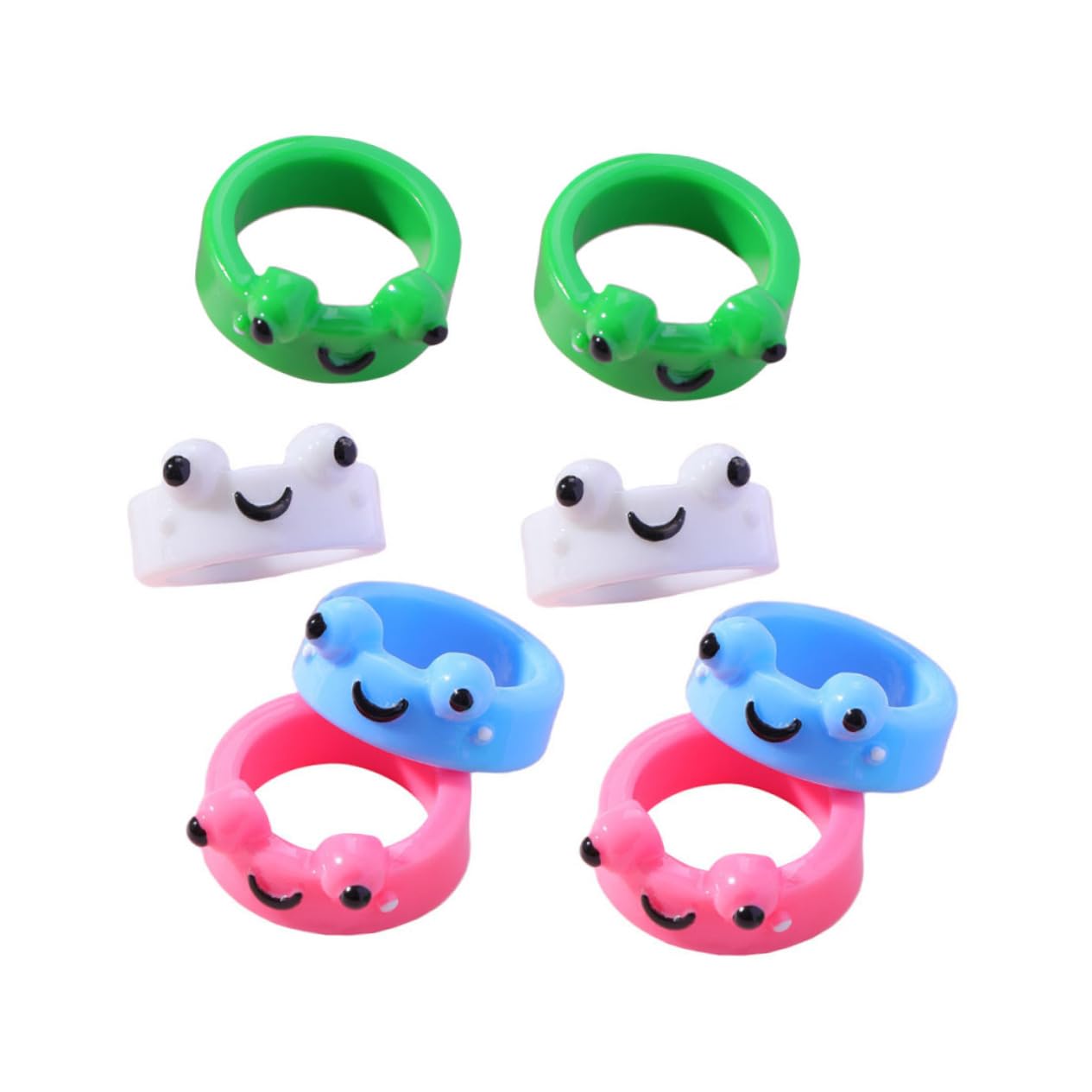 BESPORTBLE 8Pcs Cute Cartoon Frog Resin Rings Adorable Finger Rings for Adults as Party Favors Decorative Accessories Occasion Random Colors Random Color