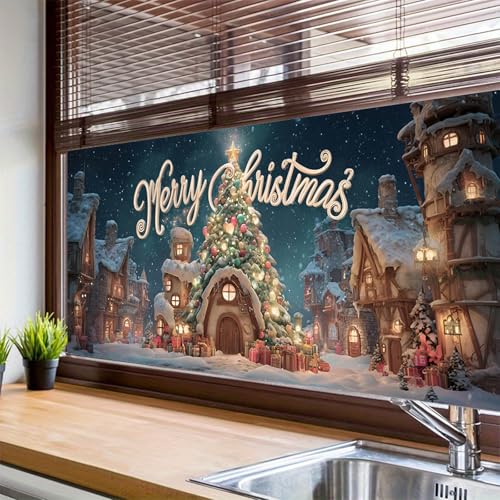 Vinilo decorativo Christmas Village 39.3 x 17.7 pulgadas miniatura 4