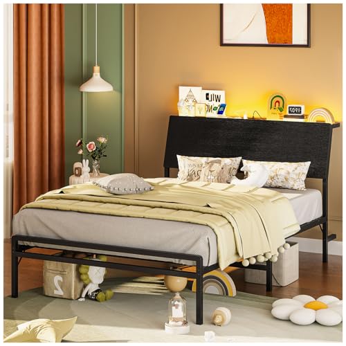 Listado de Cama Individual Walmart - solo los mejores. 47 SIMPLE HOGAR Base de Cama Individual,1M Cama Individual Cabecero Inclinado de Madera,Camas Individual con Tira de Luz LED y Regleta de Enchufes,Espacio de Almacenamiento Debajo de...
