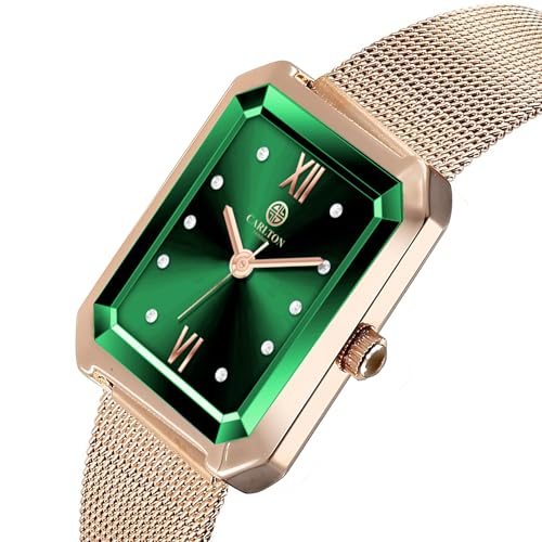 Image of Carlton London Women Brixton Analog Watch, Rectangle Dial, Stainless Steel Mesh Strap, Quartz Movement, 30M Water Resistant, Casual Wear