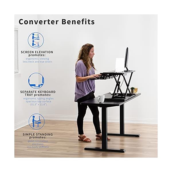 VIVO Standing Height Adjustable Sit to Stand 32" Riser Workstation - Image 3