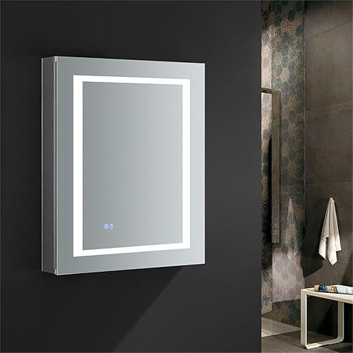 Miniatura 2 de Fresca Spazio - Botiquín de baño de 24 pulgadas de ancho x 30 pulgadas de alto con iluminación LED y desempañador