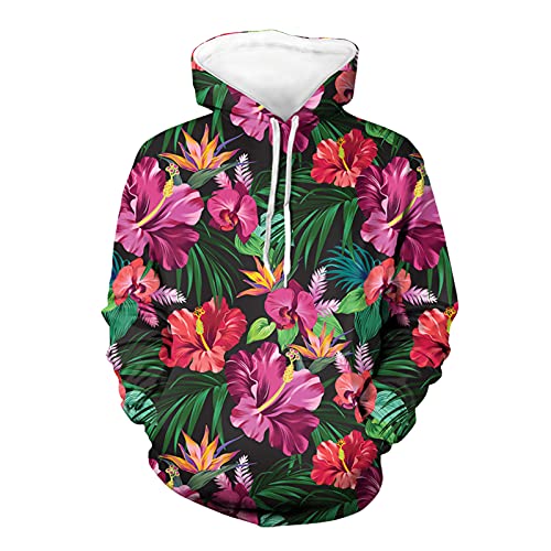 Forchrinse Green Palm Tree Sea Beach Mens Hoodies Pullover Long Sleeve Fleece Hoodie Cozy Sport Casual Outwear