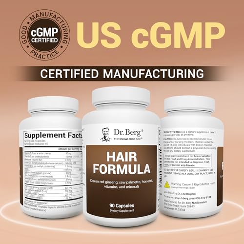 Dr. Berg All-in-One Vitamins for Hair, Skin, & Nails - Advanced Formula with Biotin, Saw Palmetto, DHT Blocker, & Trace Minerals - 90 Veg Capsules
