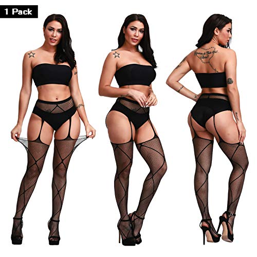 Image of DRESHOW 6 Pack Fishnet Garter Belt Stocking Suspender Pantyhose Tights Thigh High Pantyhose