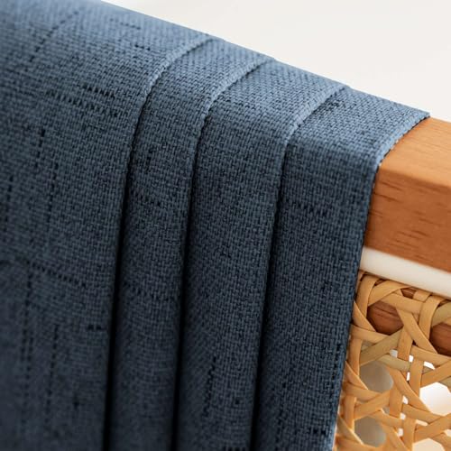 Image of H.VERSAILTEX 100% Blackout Curtains for Bedroom 63 Inches Long Grommet Linen Face Full Light Blocking Curtain Drapes for Living Room Thermal Linen Look Curtains 2 Panels Set, 52 inch W x 63 inch L, Navy