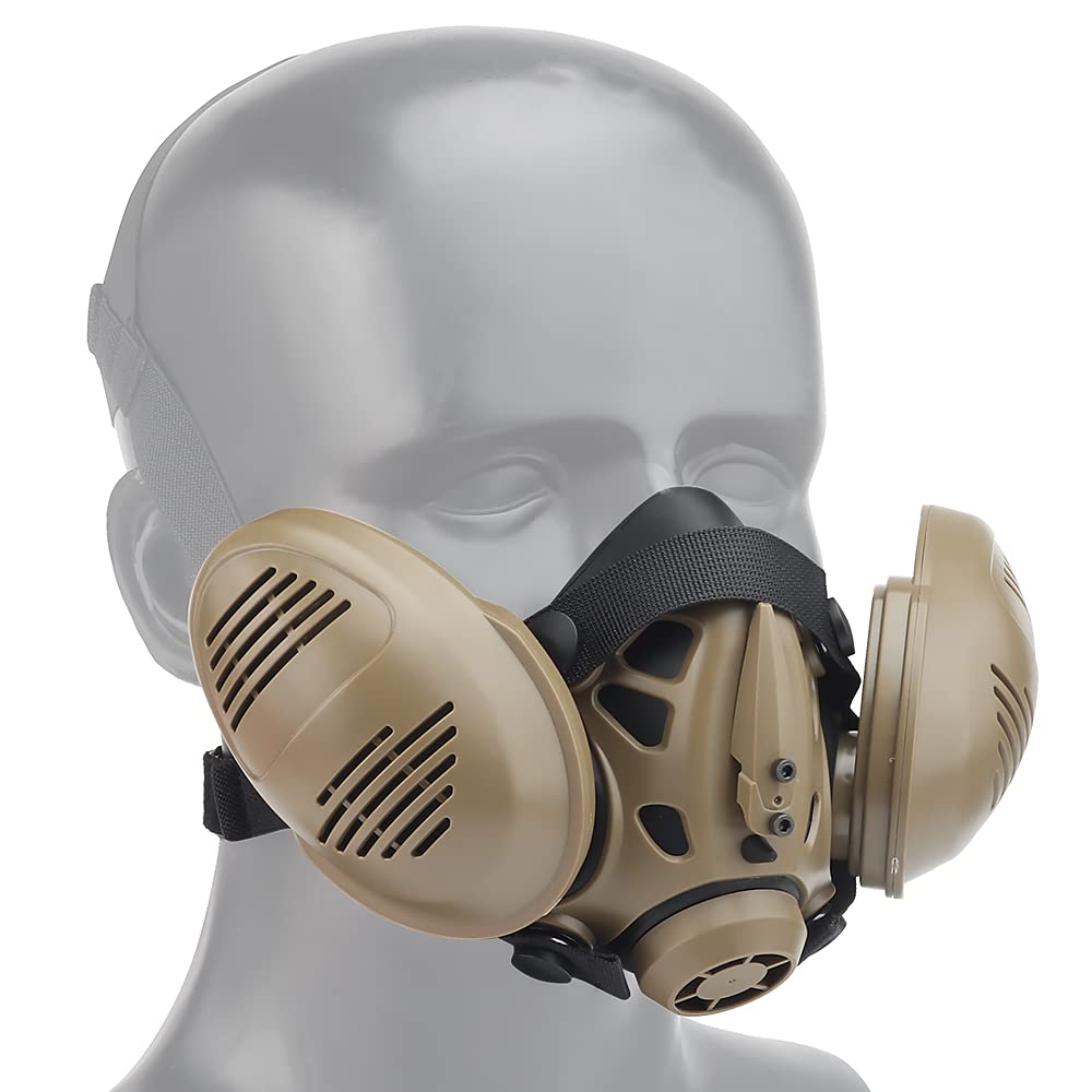 ACEXIER Masque respiratoire Tactique de Protection Fast Demi-Visage Masque à gaz pour Militaire, Paintball, Airsoft, Chasse, CS Fourmis, modélisation