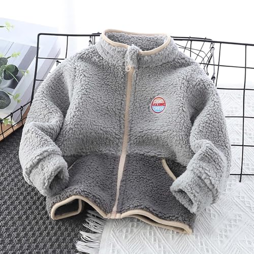 Toddler Kids Fleece Jacket Long Sleeve Windproof Zip Stand Collar Puffy Coat Warm Shaggy Outerwear with Pocket2