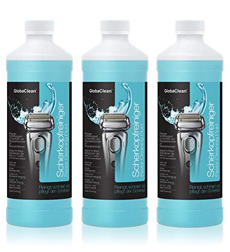 GlobaClean Scherkopfreiniger Nachfüllflüssigkeit 3x 1l - Geeignet zum Nachfüllen von Braun Clean & Renew Synchro Activator & Pulsonic Series 3/5/7/9