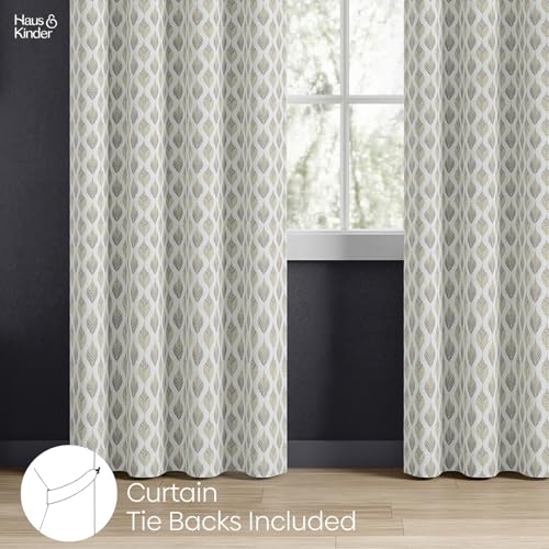 Image of haus & kinder Jacquard Door Curtains 7 Feet Long Pack of 2 Door Curtains, 7 Feet Curtains for Door (Silver Leaf, Grey Floral Nature Design 130x213 CM)