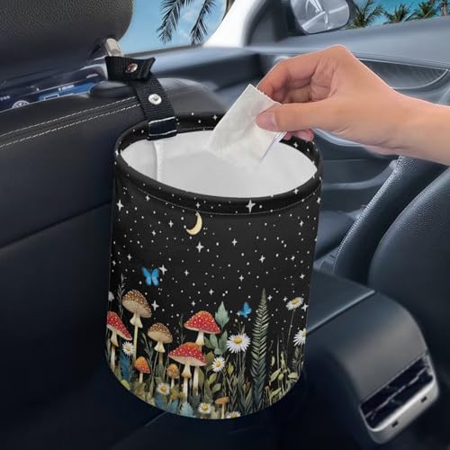 Image of Collapsible Mushroom Butterfly Daisy Trash Can - Accessories for Cars, Camping & Family Gatherings, Easy to Clean, Waterproof