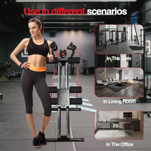 Image of Ab Machine for Home Gym, 440 LBS Ab Trainer with Digital Display, 4 Adjustable Resistance Levels, Foldable Abdominal Workout Equipment with Knee Protection for Core Strength Training