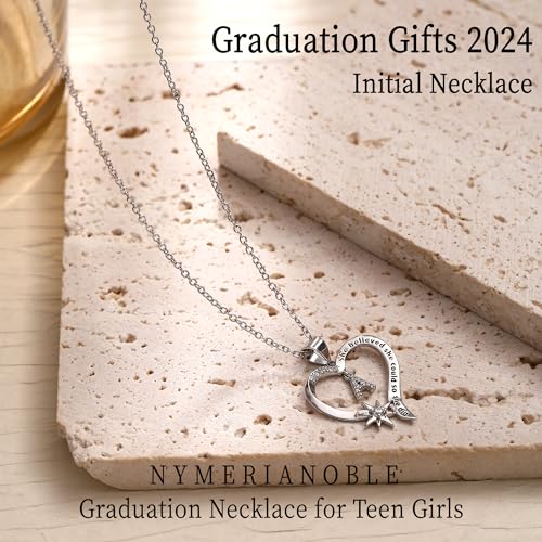 Graduation Gifts Initial Necklaces for Teen Girls, Heart Initial Necklaces for Women Letter Pendant Necklace with North Star Class of 2024 Gifts Graduation Necklace Inspirational Gifts2