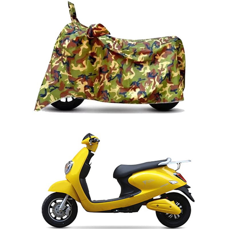 Image of Waterproof 100% PVC Coated Bike Scooty Two Wheeler Body Cover Compatible for Techo Electra Emerge /UV-Rays /Heat Protection /Birds Dropping /Scratchproof /Dust Proof [6X6 Jungle Print]